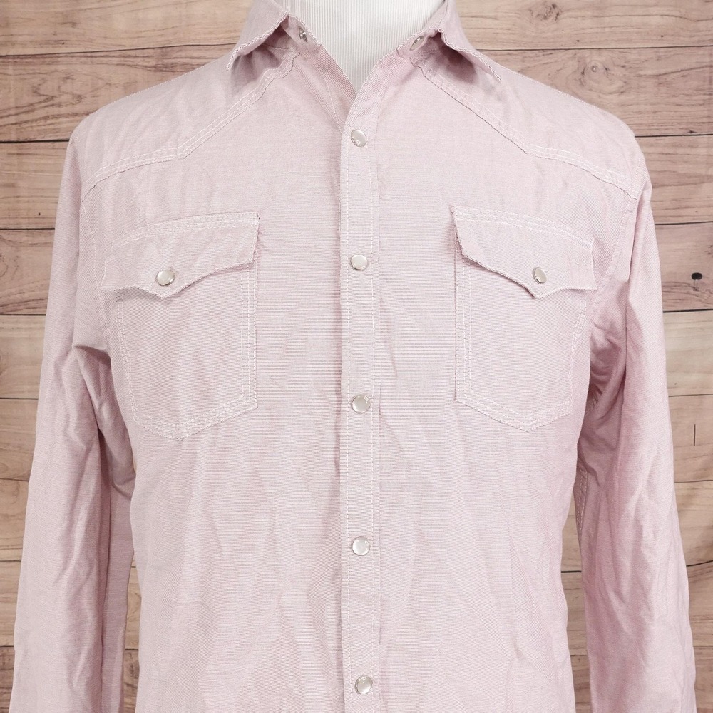 Reclaim Athletic Shirt Mens L Red Check Button-Up Western Pearl Snap